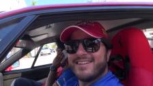 Gumball 3000 Ferrari F40 driver interview with Miami Ocean Drive flag drop