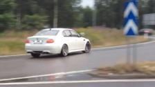 BMW M5 E60 V10 drifting in a roundabout with Eisenmann Sport exhaust