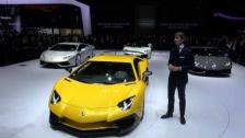 [50 fps] 2nd angle Press Conference Lamborghini LP750-4 SuperVeloce Aventador Premiere Geneva